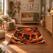 Fiery basketball court area rug in a cozy nursery