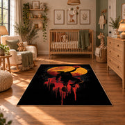 Melting Basketball Skyline Rug displayed in a cozy nursery