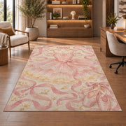 Pink tutu on hanger rug in a home office with wooden shelves