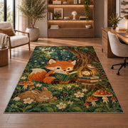 Fox Cub Reading rug in a home office with wooden shelves