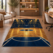 Arena Spotlight Court rug in a home office with wooden shelves