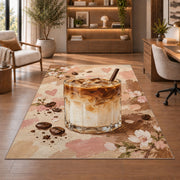 Layered Iced Latte rug in a home office with wooden shelves