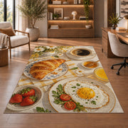 Breakfast Coffee Table rug in a home office with wooden shelves