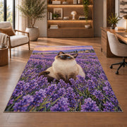Siamese Cat Lavender rug in a home office with wooden shelves