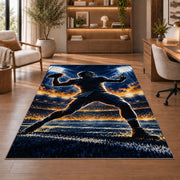 Quarterback Stadium Lights rug in a home office with wooden shelves