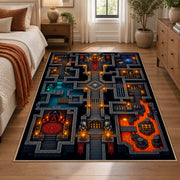 Arcade Dungeon Map Area Rug shown in room setting, view 1