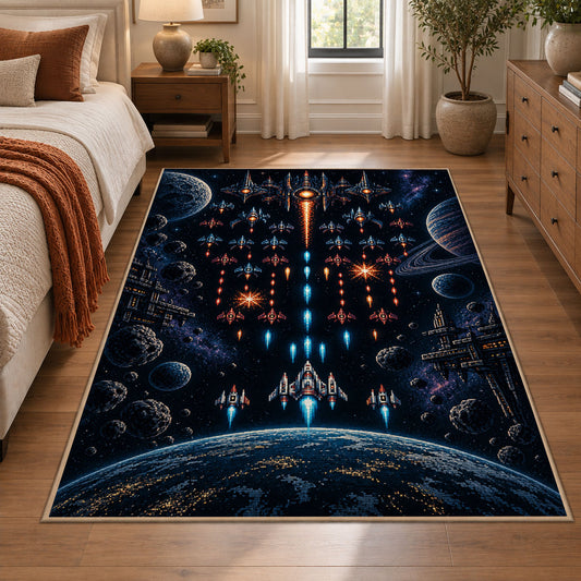 Space Fleet Battle Area Rug shown in room setting, view 1