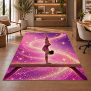 Gymnastics Balance Beam Rug in a home office with wooden shelves