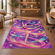Rhythmic Gymnastics Ribbon Rug in a home office with wooden shelves
