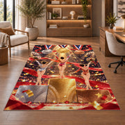 Gymnastics Podium Rug in a home office with wooden shelves