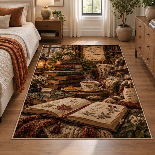 Cozy Vintage Reading Table Area Rug shown in room setting, view 1
