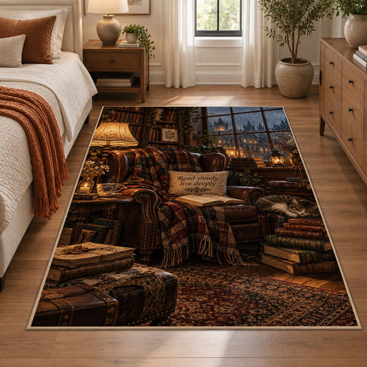 Rustic Library Desk Area Rug shown in room setting, view 1