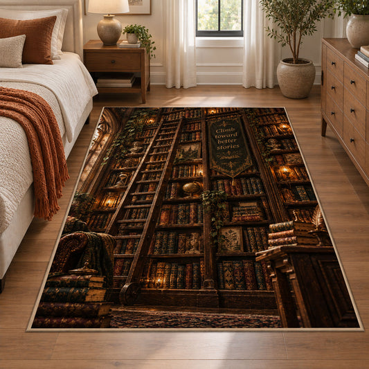 Floor-to-Ceiling Bookshelves Area Rug shown in room setting, view 1