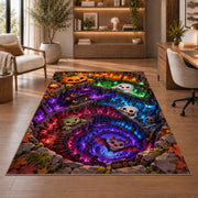 Neon underworld cave vortex area rug in a sitting room with an armchair