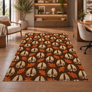 Deer Tracks Pattern rug in a home office with wooden shelves