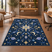 Navy Celestial Star Rug, Moon and Gold Star Area Carpet for Kids Bedroom and Dreamy Room Decor - image 1