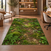 Mossy Forest Floor Rug, Green Woodland Nature Area Carpet for Bedroom and Cozy Reading Nook Decor - image 1