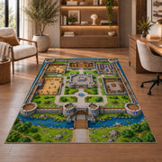 Green Town Street Map Rug, River and Roads Area Carpet for Kids Playroom and Bedroom Decor - image 1
