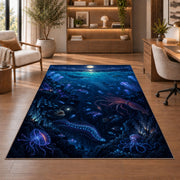 Deep Blue Underwater Rug, Ocean Reef Area Carpet for Kids Bedroom and Coastal Living Room Decor - image 1
