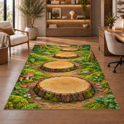 Woodland Tree Stump Path Rug, Green Forest Area Carpet for Kids Bedroom and Nature Room Decor - image 1