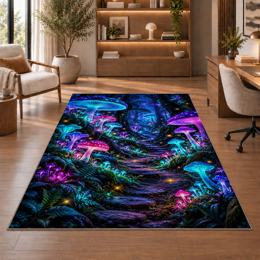 Glowing Mushroom Woodland Rug, room view 1