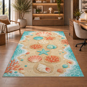 Pastel Peach Floral Mandala Rug, room view 1