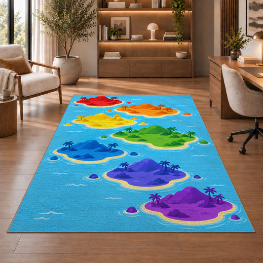 Colorful Whale Ocean Rug, room view 1