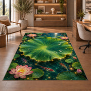 Lotus Leaf Pond Garden Rug, room view 1