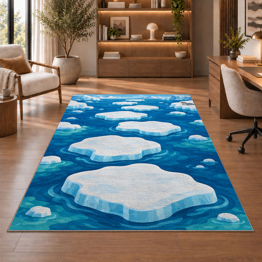White Cloud Trail Blue Sky Rug, room view 1