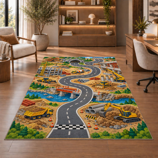 Colorful Village River Road Rug, room view 1