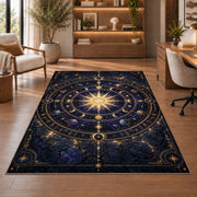 Golden Celestial Circle Rug, room view 1
