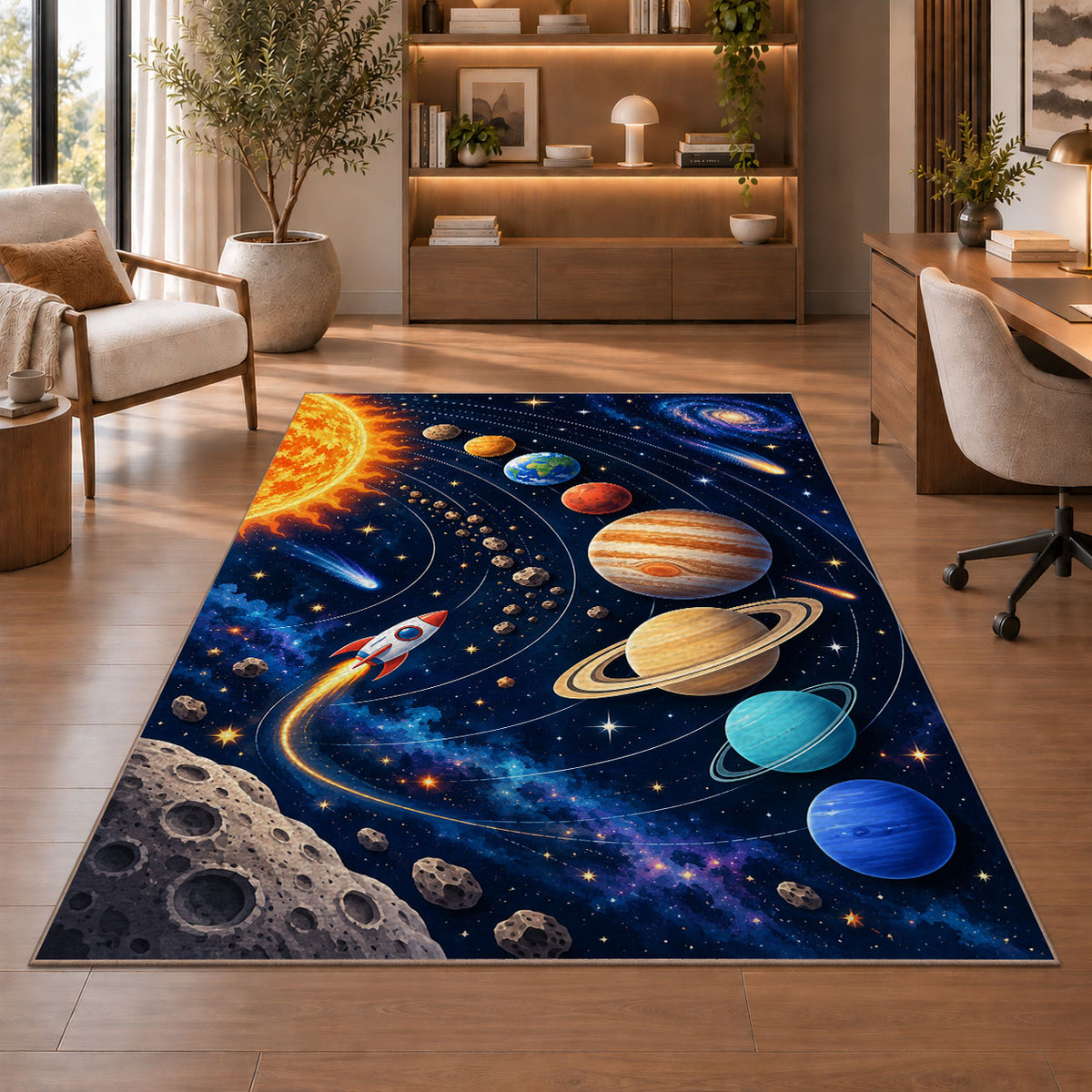 Solar System Planets Rug, room view 1