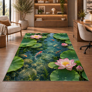 Pink Lotus Pond Rug, room view 1
