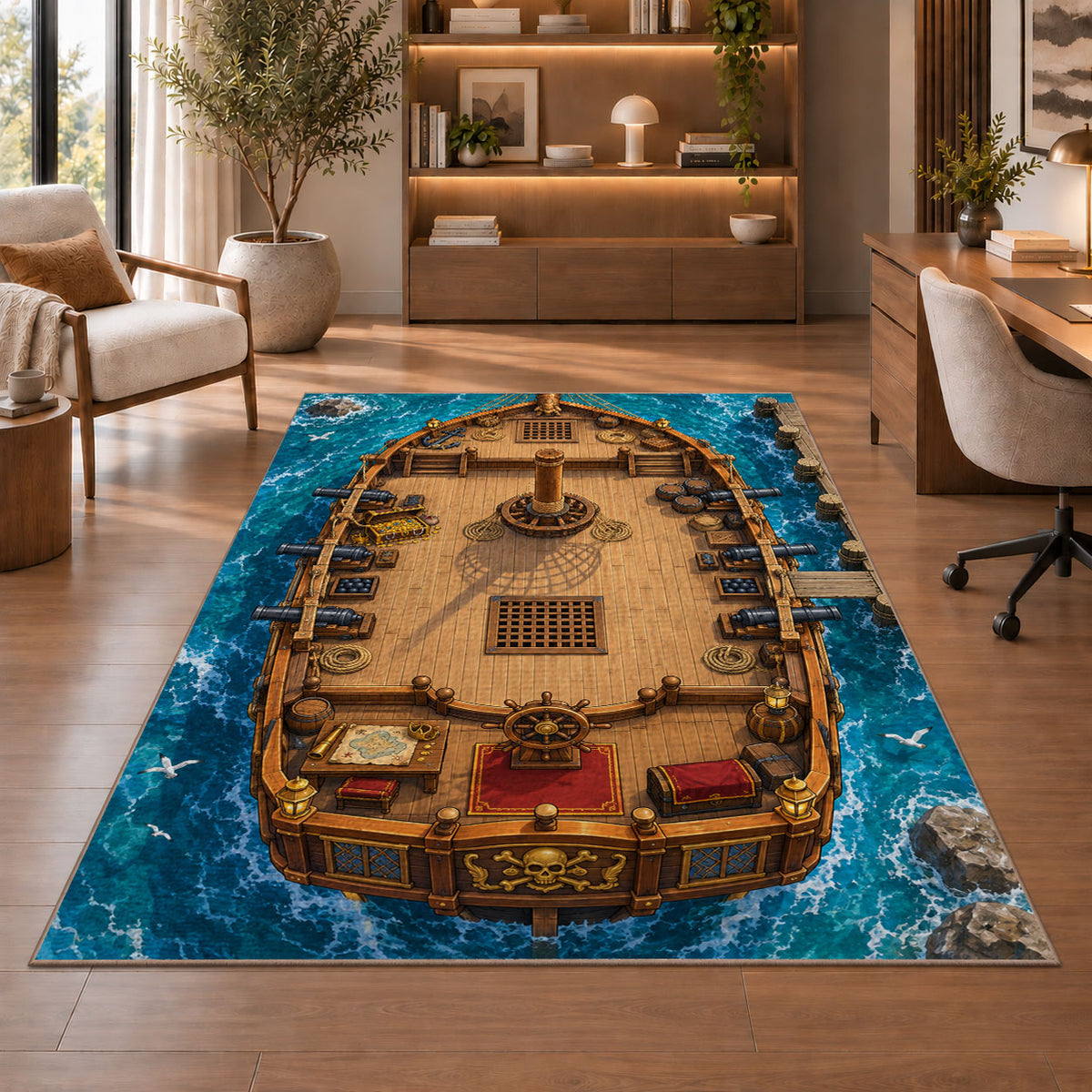 Sailing Ship Deck Rug, room view 1