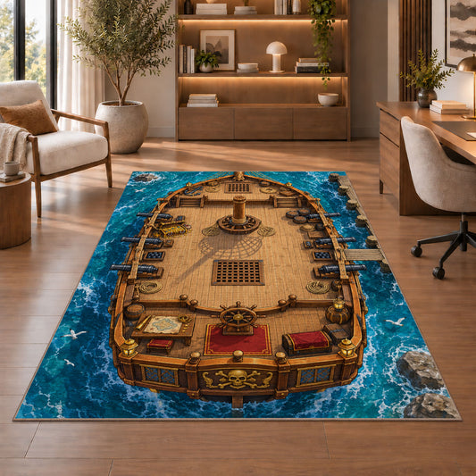 Sailing Ship Deck Rug, room view 1
