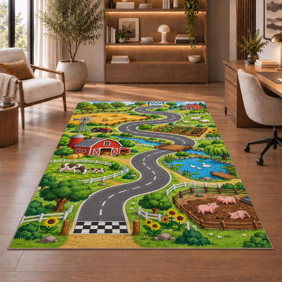 Winding Town Roads Rug, room view 1