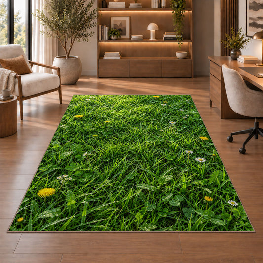 Green Meadow Grass Rug, room view 1