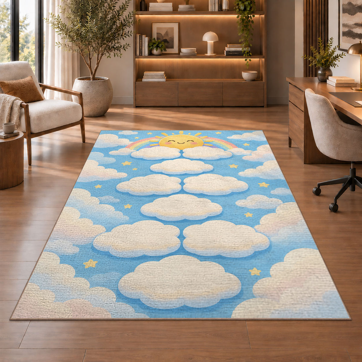 Cloud Stepping Path Rug, room view 1