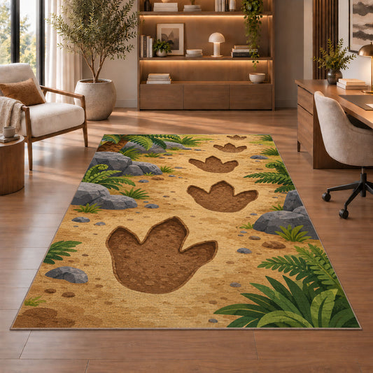 Dinosaur Footprint Trail Rug, room view 1