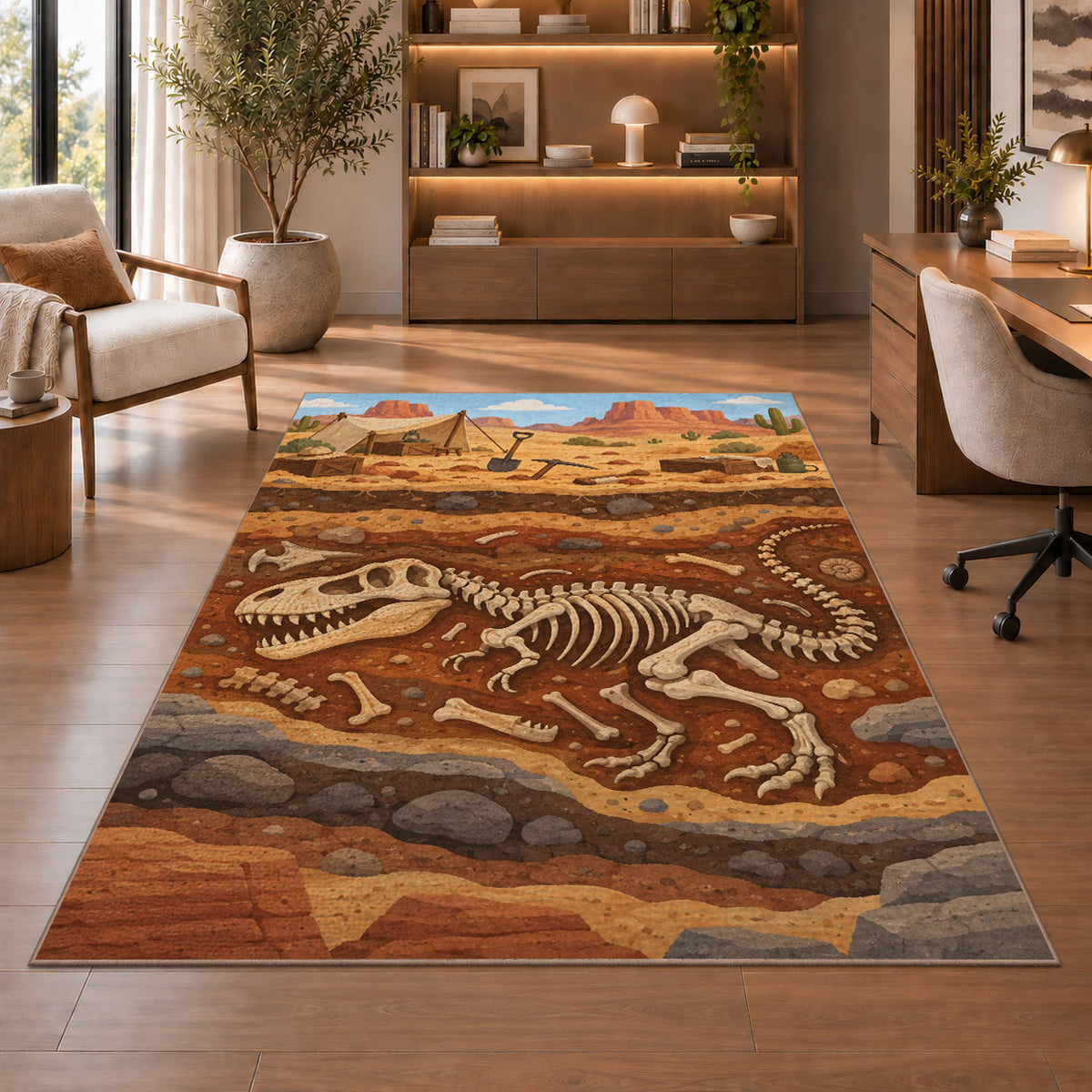 Fossil Dig Layers Rug, room view 1