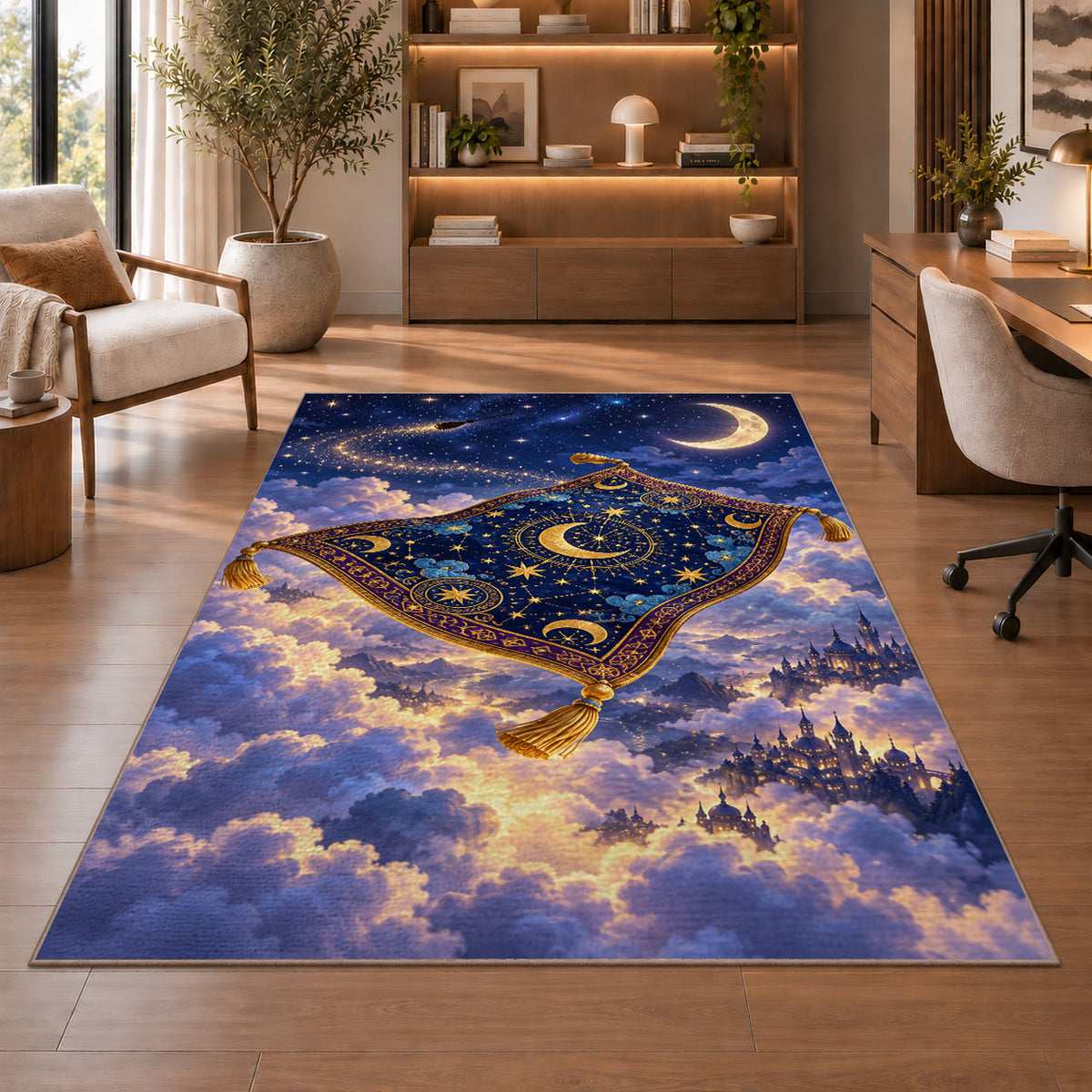 Starry Moon Clouds Rug, Printed Area Carpet for Kids Bedroom and Cozy Living Room Decor - image 1