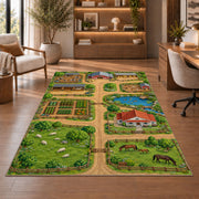 Farm Field Paths Rug, Printed Area Carpet for Kids Bedroom and Cozy Living Room Decor - image 1