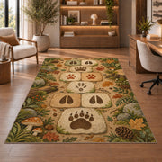 Woodland Paw Trail Rug, Printed Area Carpet for Kids Bedroom and Cozy Living Room Decor - image 1