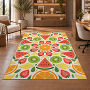 Bright Fruit Medallion Rug, Printed Area Carpet for Kids Bedroom and Cozy Living Room Decor - image 1