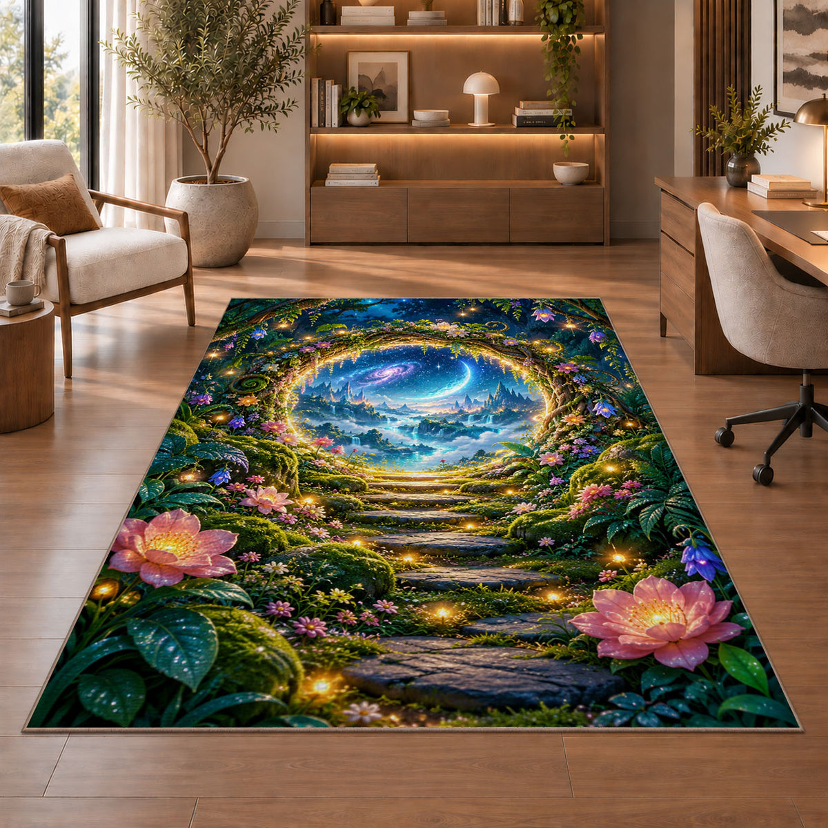Enchanted Forest Portal Rug, Printed Area Carpet for Kids Bedroom and Cozy Living Room Decor - image 1