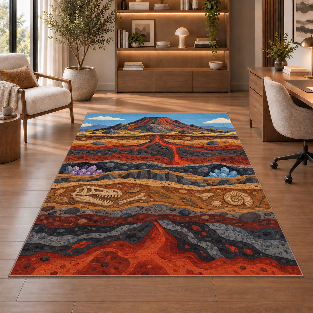 Earth Strata Landscape Rug, Printed Area Carpet for Kids Bedroom and Cozy Living Room Decor - image 1