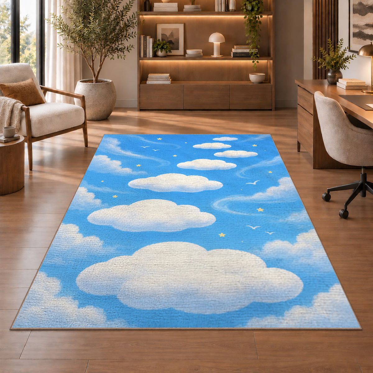 Bright Sky Clouds Rug, Printed Area Carpet for Kids Bedroom and Cozy Living Room Decor - image 1