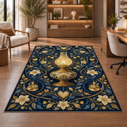 Nurse Lamp Rug in a home office with wooden shelves
