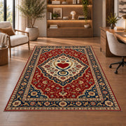 Persian Style Nurse Rug in a home office with wooden shelves