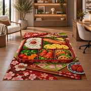 Bento Box Rug in a home office with wooden shelves